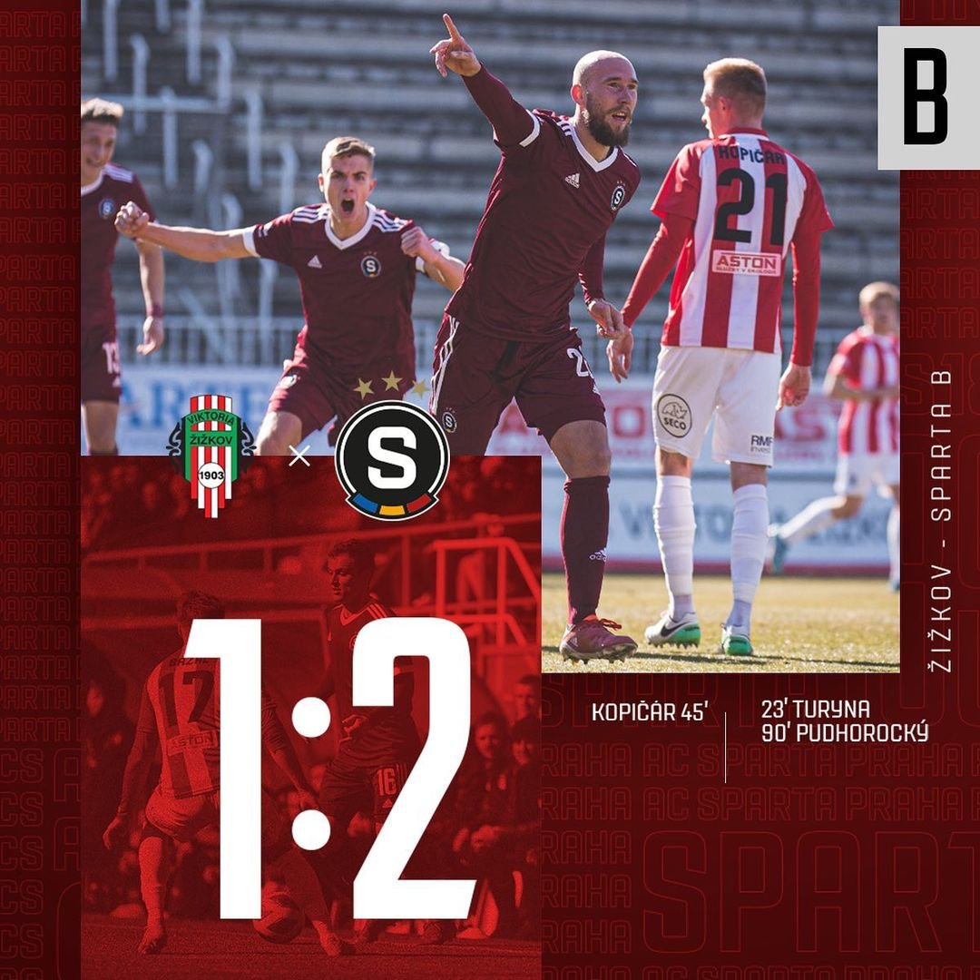 ?️-TÝM | ⏰ KONEC

??❤ VÍTĚZSTVÍ!
Sparta B vítězí na Žižkově 2:1! V první půli se trefil Turyna a pár minut před koncem dal vítěznou branku Pudhorocký!
#acspartaB